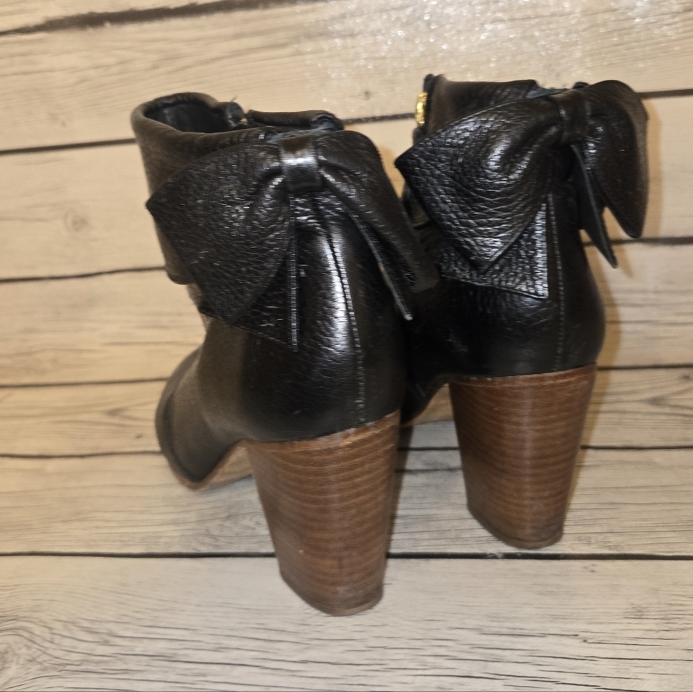 Kate Spade New York Black Leather Ankle Boots Block Heel Zip Women’s 9m - Picture 5 of 13